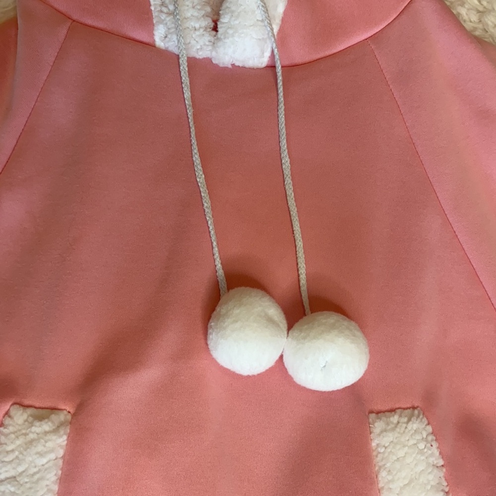 Pink and White Pocketed Hooded Cape - Picture 5 of 6